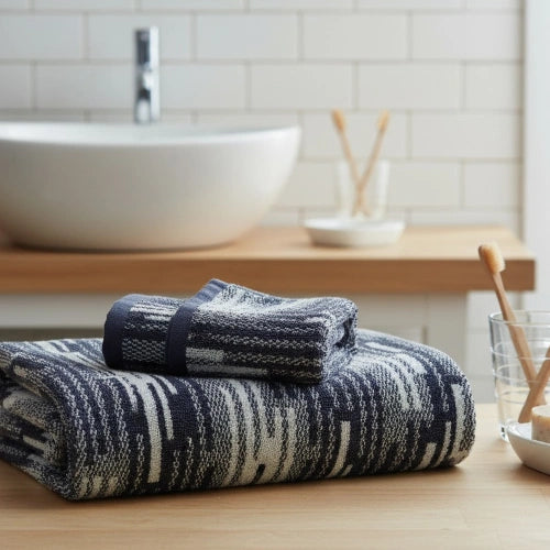 Monochrome Cotton Bath Towel folded neatly – soft & absorbent