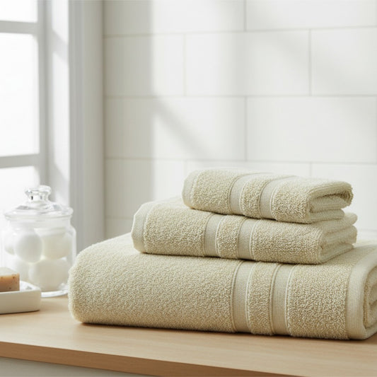 Serenity Beige Cotton Bath Towel – Ultra Soft, Absorbent & Quick Dry by Houston Comfy