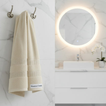 Pure Cotton Bath Towel – Extra Soft, Premium Quality & Long Lasting 650 GSM (Single Piece)| Houston Comfy