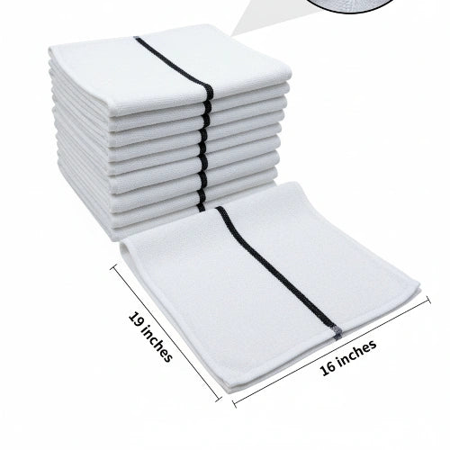 Reusable Lint-Free Black Stripe Towel for Car Detailing and Glass Cleaning