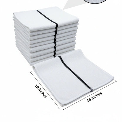 Reusable Lint-Free Black Stripe Towel for Car Detailing and Glass Cleaning