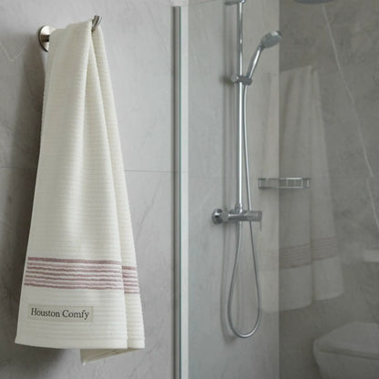 Brown Stripe Bath Towel – 650 GSM, 100% Cotton, Soft & Quick Dry (Single Piece) | Houston Comfy