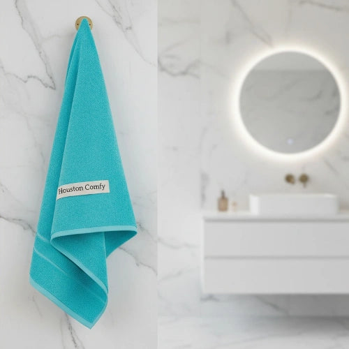Sky blue cotton bath towel – Quick-drying and durable bathroom essential