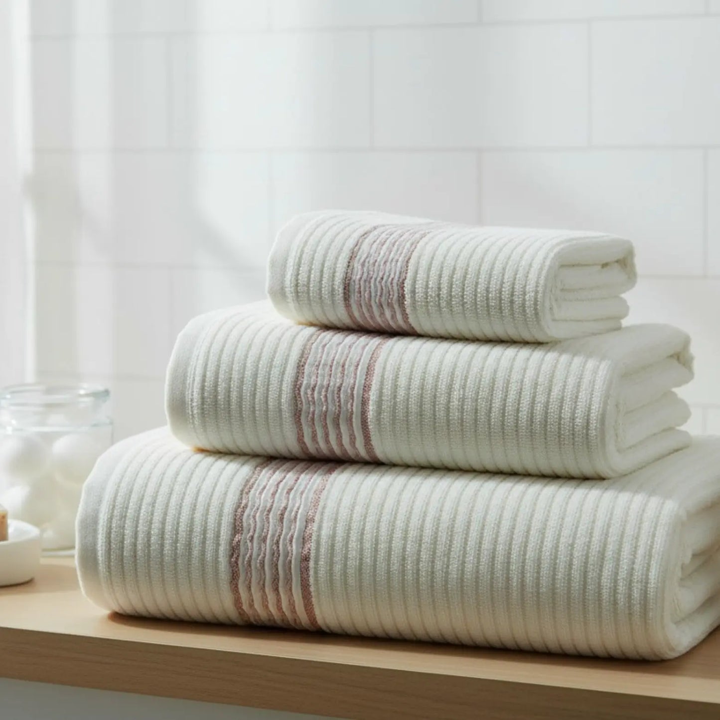 Brown Stripe Bath Towel – 650 GSM, 100% Cotton, Soft & Quick Dry (Single Piece) | Houston Comfy
