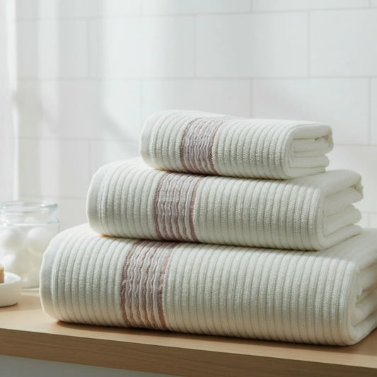 Brown Stripe Bath Towel – 650 GSM, 100% Cotton, Soft & Quick Dry (Single Piece) | Houston Comfy